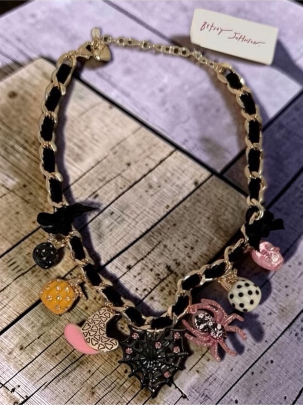 BETSEY JOHNSON Halloween 2026 Spooky Creepy Drama Frontal Charm Necklace NEW NWT